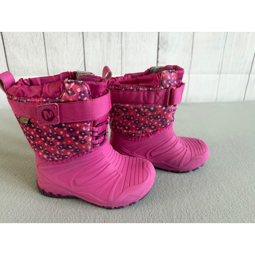 Merrell Snow Quest Lite Waterproof Winter Boots Pink Polka Dot Girls Toddler 10